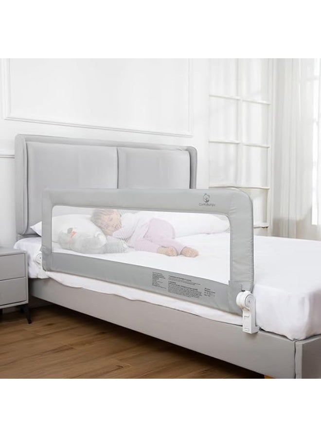 LONG TODDLER BED RAILS - BABY BED RAIL GUARD FOR KIDS, TWIN, FULL, KING AND QUEEN BEDS - ADJUSTABLE BED RAIL FOR TODDLERS - BABY BED SIDE BEDRAILS - GRAY, LONG (55.5" X 19.5"), PACK OF 1 - Image 1